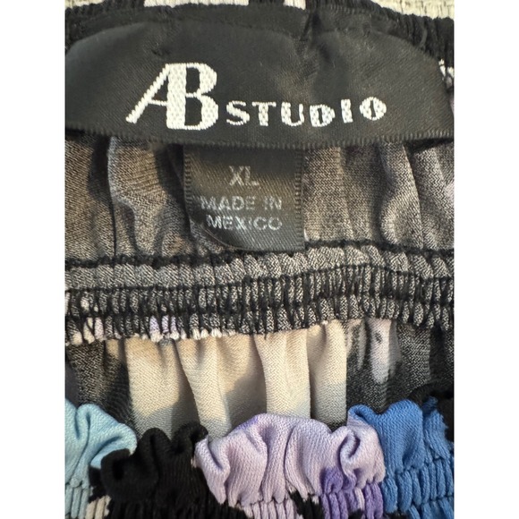 AB Studio Purple Floral Print Dress NWOT Smocked Neckline Casual Short Sleeve XL - Picture 3 of 7